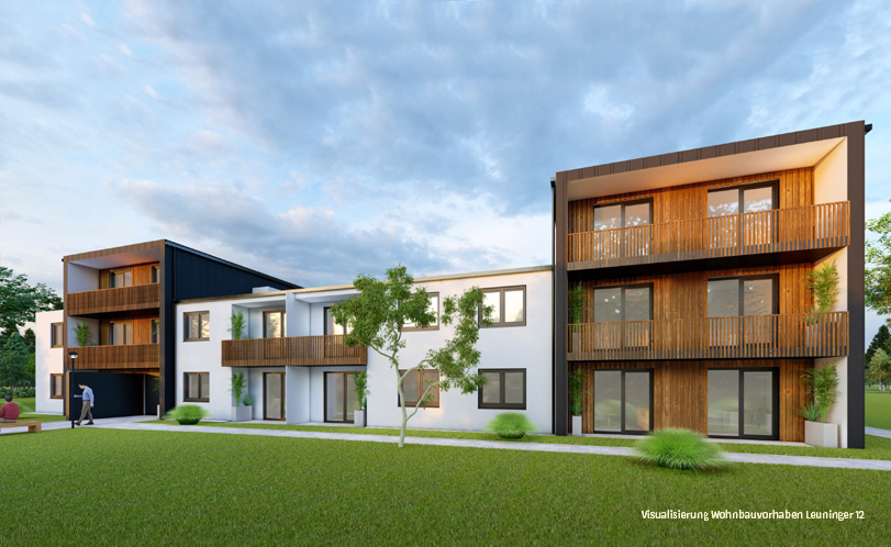 Visualisierung des Wohnbauvorhaben Leuninger 12 im Quartier Süd