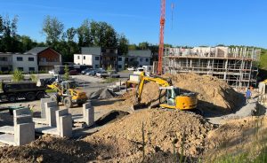 Blick über die Baustelle der Wohnbauvorhaben Leuninger 8 und 10 im Quartier Süd in Montabaur